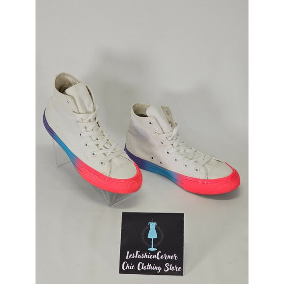Converse White Cotton Chuck Taylor All Star Rainbow Sneakers Size 6 2043 - Picture 4 of 16